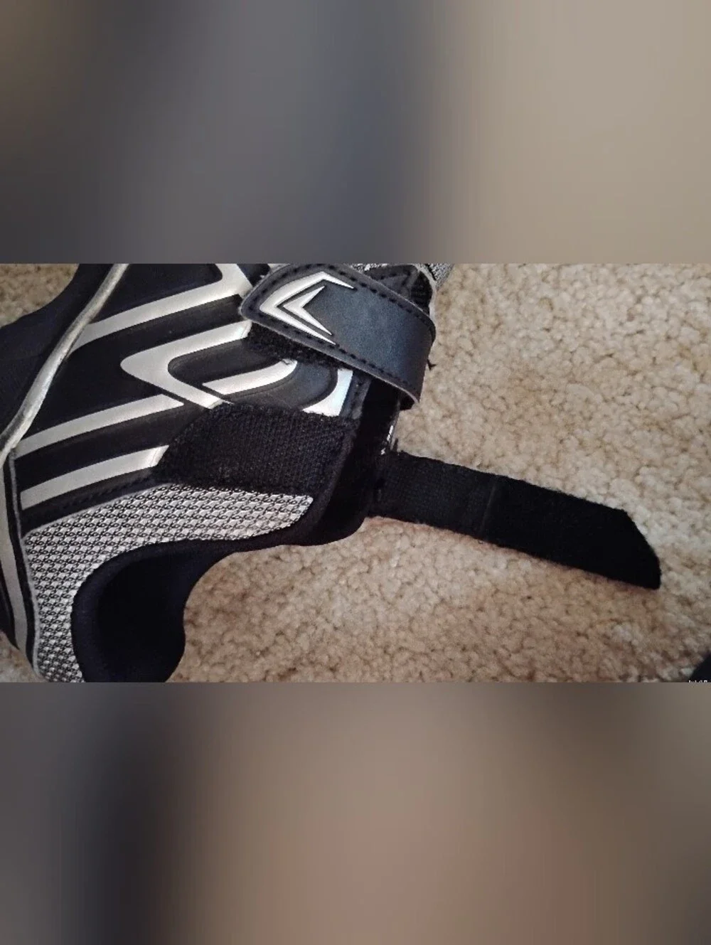 Boys Black and Silver Athletic Sneakers - Velcro Strap Size 1